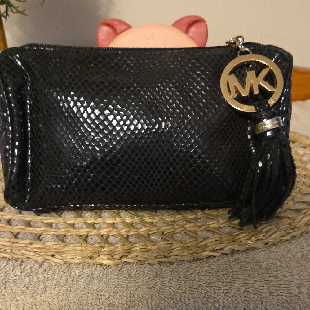 Michael Kors Black Snake Print Cosmetic Bag